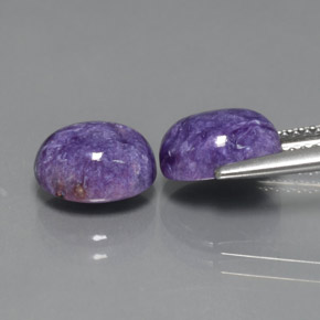 캐럿 천연 바이올렛 차로아이트 보석, 타원형 컷, 9.1×7.1 mm, 불투명체