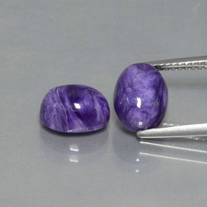 캐럿 천연 바이올렛 차로아이트 보석, 타원형 컷, 9.1×7 mm, 불투명체