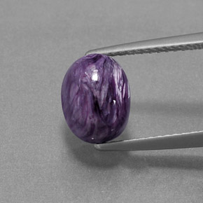 2.82캐럿 천연 바이올렛 차로아이트, 타원형 컷, 9.1×6.9 mm, 불투명체