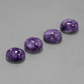 캐럿 천연 바이올렛 차로아이트 보석, 타원형 컷, 9.9×7.7 mm, 불투명체