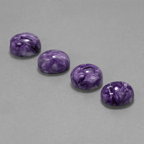 캐럿 천연 바이올렛 차로아이트 보석, 타원형 컷, 9.9×7.7 mm, 불투명체