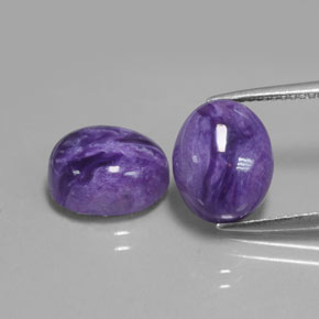 캐럿 천연 제비꽃 차로아이트 보석, 타원형 컷, 불투명체