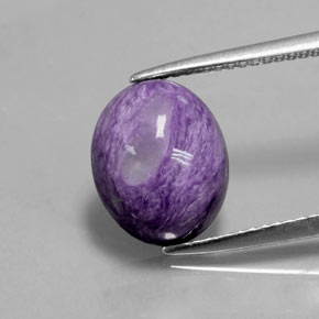 4.08캐럿 천연 바이올렛 차로아이트, 타원형 컷, 11.7×9.6 mm, 불투명체