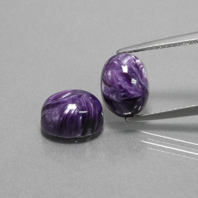 캐럿 천연 바이올렛 차로아이트 보석, 타원형 컷, 9.1×7.2 mm, 불투명체