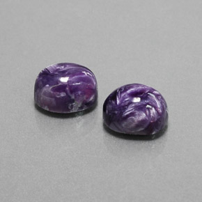 캐럿 천연 바이올렛 차로아이트 보석, 타원형 컷, 9.1×7.2 mm, 불투명체