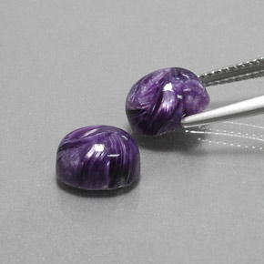 캐럿 천연 바이올렛 차로아이트 보석, 타원형 컷, 9.1×7.2 mm, 불투명체