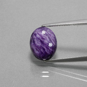 3.35캐럿 천연 바이올렛 차로아이트, 타원형 컷, 11.2×9.1 mm, 불투명체