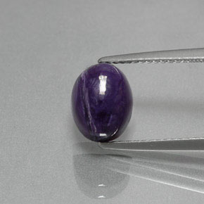 2.56캐럿 천연 바이올렛 차로아이트, 타원형 컷, 9.2×7.2 mm, 불투명체