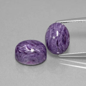 캐럿 천연 바이올렛 차로아이트 보석, 타원형 컷, 10.1×8 mm, 불투명체