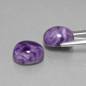 캐럿 천연 바이올렛 차로아이트 보석, 타원형 컷, 10.1×8 mm, 불투명체