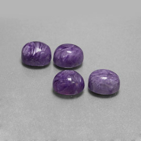 캐럿 천연 바이올렛 차로아이트 보석, 타원형 컷, 9.2×7.1 mm, 불투명체