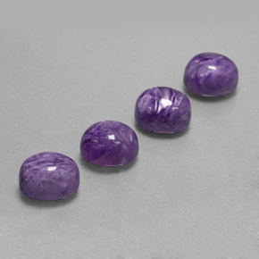 캐럿 천연 바이올렛 차로아이트 보석, 타원형 컷, 9.2×7.1 mm, 불투명체