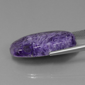 41.37캐럿 천연 바이올렛 차로아이트, 타원형 컷, 34.7×19.4 mm, 불투명체