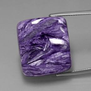 29.63캐럿 천연 바이올렛 차로아이트, 쿠션 컷, 20.9×18.5 mm, 불투명체