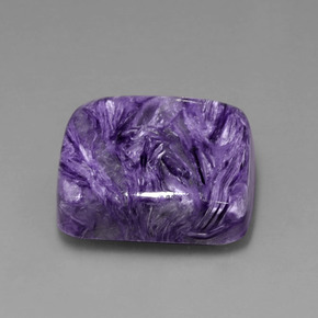 29.63캐럿 천연 바이올렛 차로아이트, 쿠션 컷, 20.9×18.5 mm, 불투명체