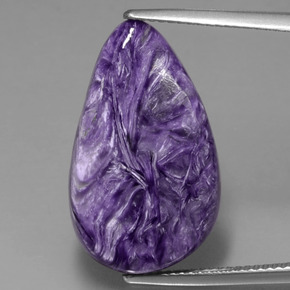 10.34캐럿 천연 바이올렛 차로아이트, 배 모양, 23.8×14.2 mm, 불투명체