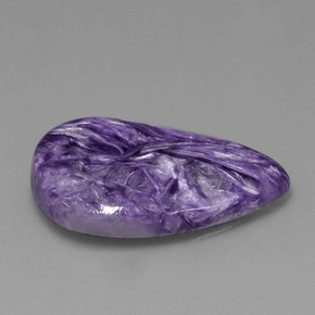 10.34캐럿 천연 바이올렛 차로아이트, 배 모양, 23.8×14.2 mm, 불투명체