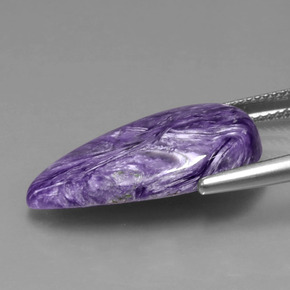 10.34캐럿 천연 바이올렛 차로아이트, 배 모양, 23.8×14.2 mm, 불투명체