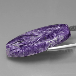 31.84캐럿 천연 바이올렛 차로아이트, 멋진 모양, 35.9×18.9 mm, 불투명체