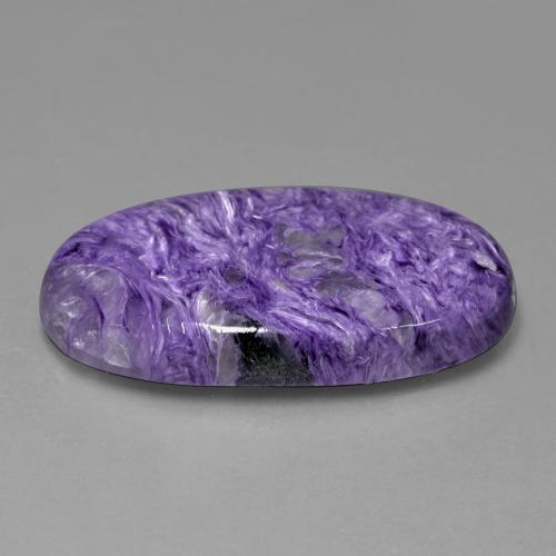 49.22캐럿 천연 딥 바이올렛 차로아이트, 타원형 컷, 38.5×20.7 mm, 불투명체