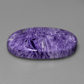 53.84캐럿 천연 바이올렛 차로아이트, 타원형 컷, 38.6×23.2 mm, 불투명체