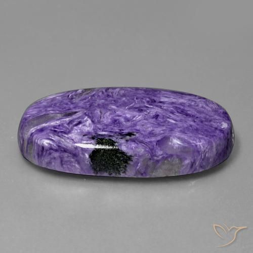 55.43캐럿 천연 벨벳 퍼플 바이올렛 차로아이트, 타원형 컷, 39.4×20.5 mm, 불투명체