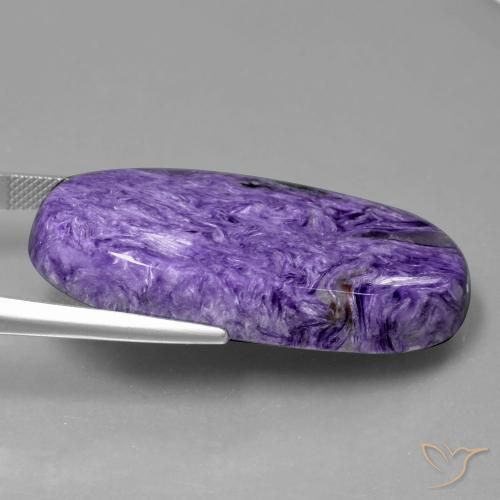 55.43캐럿 천연 벨벳 퍼플 바이올렛 차로아이트, 타원형 컷, 39.4×20.5 mm, 불투명체