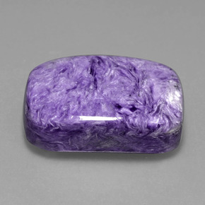 45.84캐럿 천연 바이올렛 차로아이트, 쿠션 컷, 27×20.1 mm, 불투명체