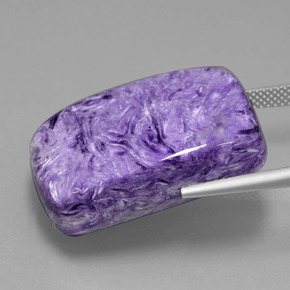 45.84캐럿 천연 바이올렛 차로아이트, 쿠션 컷, 27×20.1 mm, 불투명체