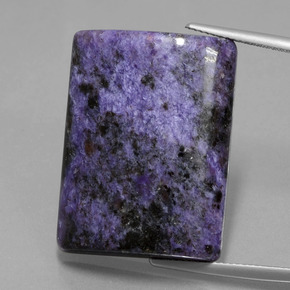 44.70캐럿 천연 바이올렛 차로아이트, 바게트, 28.7×21.7 mm, 불투명체