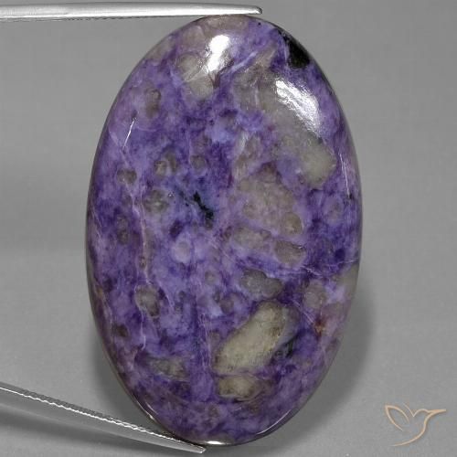 71.35ct 자연스러운 미디엄 바이올렛 차로아이트, 타원형, 불투명체