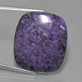 22.52캐럿 천연 바이올렛 차로아이트, 쿠션 컷, 25.1×21.9 mm, 불투명체