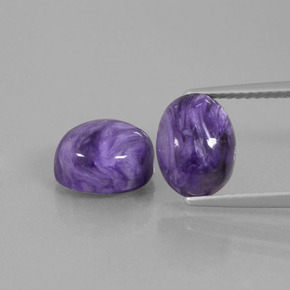 캐럿 천연 바이올렛 차로아이트 보석, 타원형 컷, 9.2×7.3 mm, 불투명체
