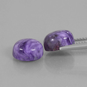 캐럿 천연 바이올렛 차로아이트 보석, 타원형 컷, 9.2×7.3 mm, 불투명체
