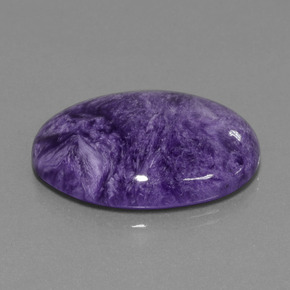 34.37캐럿 천연 벨벳 퍼플 바이올렛 차로아이트, 타원형 컷, 30×22.2 mm, 불투명체