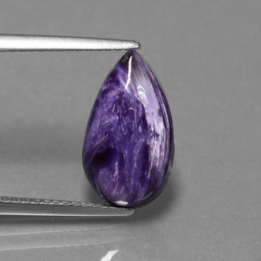 4.07캐럿 천연 바이올렛 차로아이트, 배 모양, 14.7×8.5 mm, 불투명체