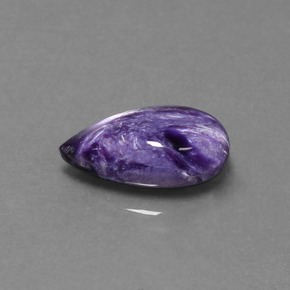 4.07캐럿 천연 바이올렛 차로아이트, 배 모양, 14.7×8.5 mm, 불투명체