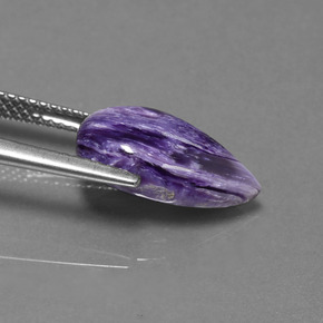4.07캐럿 천연 바이올렛 차로아이트, 배 모양, 14.7×8.5 mm, 불투명체