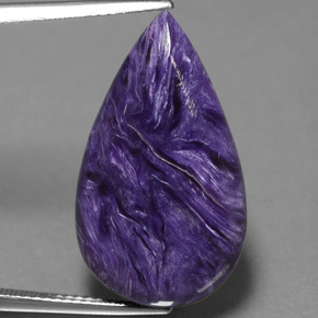 15.63캐럿 천연 바이올렛 차로아이트, 배 모양, 25.2×14.5 mm, 불투명체