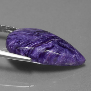 15.63캐럿 천연 바이올렛 차로아이트, 배 모양, 25.2×14.5 mm, 불투명체