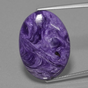 14.65캐럿 천연 바이올렛 차로아이트, 타원형 컷, 22.1×16.3 mm, 불투명체