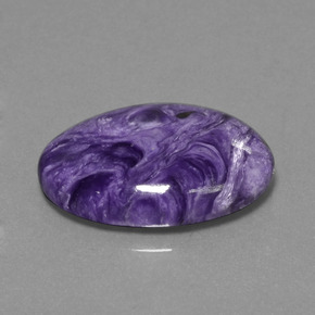 14.65캐럿 천연 바이올렛 차로아이트, 타원형 컷, 22.1×16.3 mm, 불투명체
