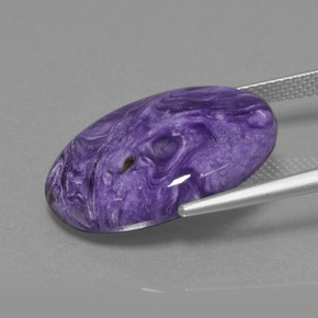 14.65캐럿 천연 바이올렛 차로아이트, 타원형 컷, 22.1×16.3 mm, 불투명체
