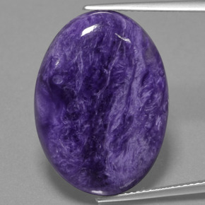 19.87캐럿 천연 바이올렛 차로아이트, 타원형 컷, 24.9×18.2 mm, 불투명체
