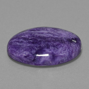 19.87캐럿 천연 바이올렛 차로아이트, 타원형 컷, 24.9×18.2 mm, 불투명체