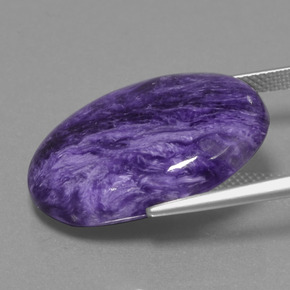 19.87캐럿 천연 바이올렛 차로아이트, 타원형 컷, 24.9×18.2 mm, 불투명체