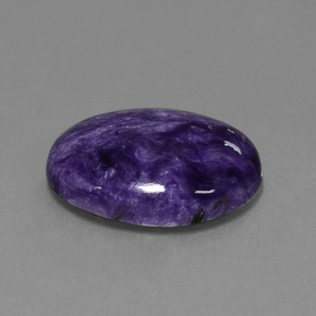 15.00캐럿 천연 바이올렛 차로아이트, 타원형 컷, 22.1×16.1 mm, 불투명체
