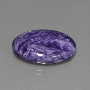 15.36캐럿 천연 바이올렛 차로아이트, 타원형 컷, 22.5×16.3 mm, 불투명체