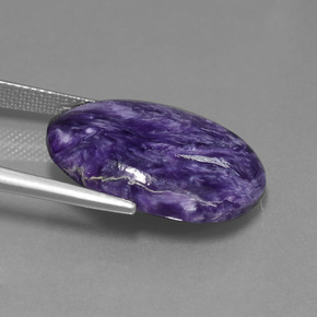 15.36캐럿 천연 바이올렛 차로아이트, 타원형 컷, 22.5×16.3 mm, 불투명체