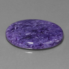 27.82캐럿 천연 바이올렛 차로아이트, 타원형 컷, 30.2×22.1 mm, 불투명체